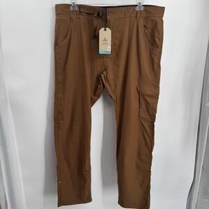 PrAna Stretch Zion Pant II Mens 40x34 Brown Sepia Hiking Hybrid Straight Outdoor